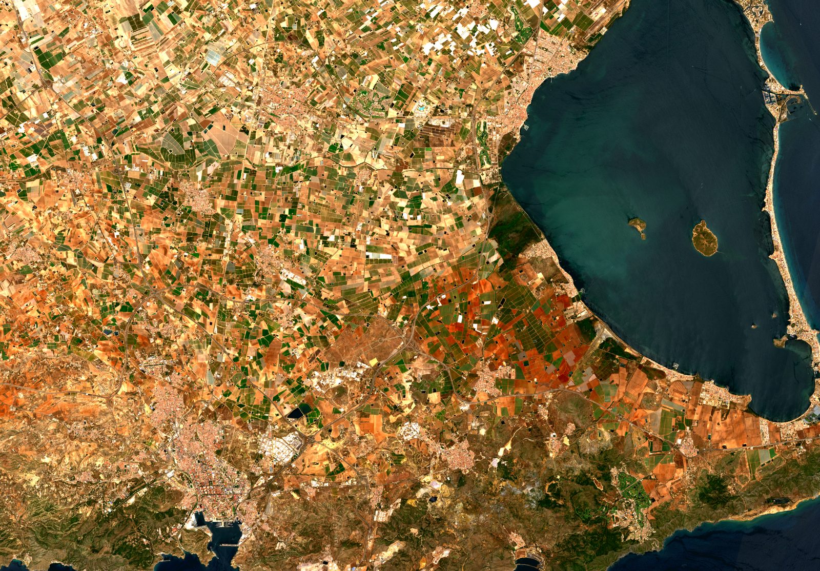 Campo de Cartagena y Mar Menor vistos por Sentinel-2 en color real